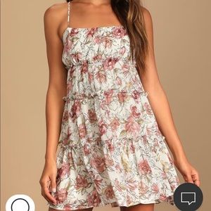 Lulus Flaunt Factor White Floral Print Tiered Babydoll Dress
